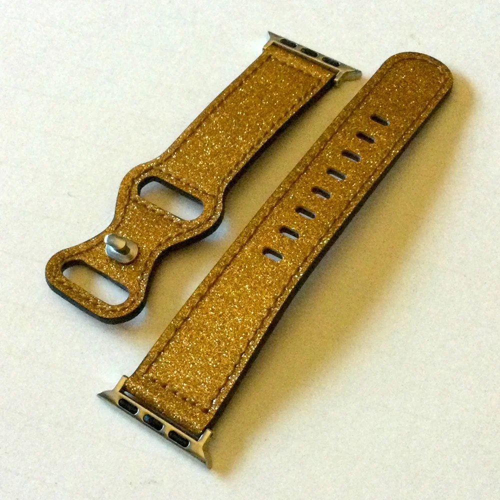 POSH TECH CALLIE PATENT LEATHER GOLD GLITTER APPLE WATCH BAND 42/44 mm NWOT